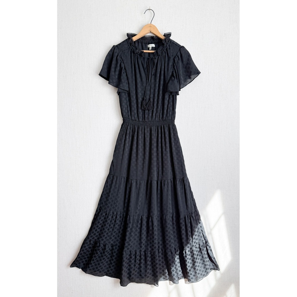 Max Studio Black Tiered Midi Dress